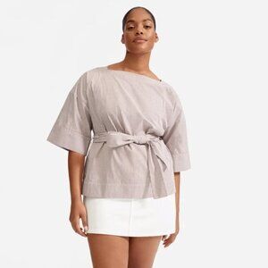 Everlane Striped Blouse in White and Brown